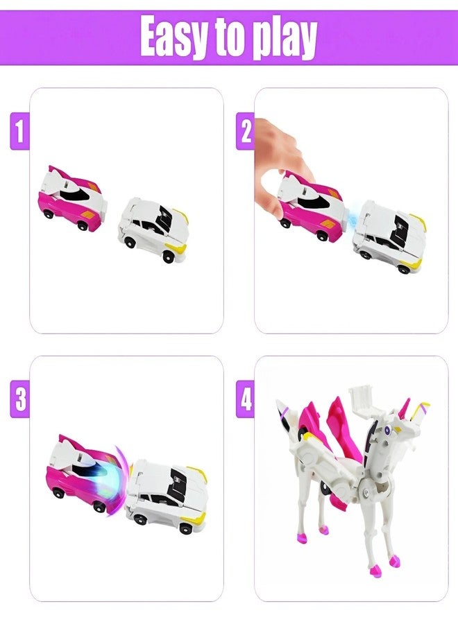 WIESSOC 2-in-1 Collision Transforming Unicorn Car Toy,Magnetic Cars Transform into Unicorn Toys for Kids Toddler Fun Deformation Car Robot Christmas Birthday Gift Toys for Boys Girl - Image 4